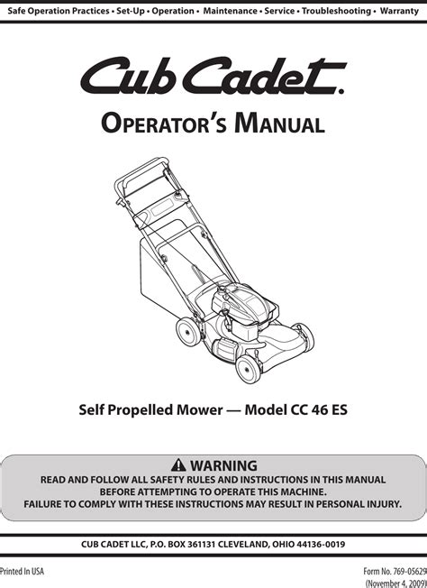 Cub Cadet CC46 ES Manual pdf